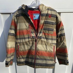Spyder Boys Ski Board hood Jacket 16 Tan Black red